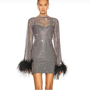 Santas brands Feathers Mini Dress in Sheer Mesh Sz M/L
